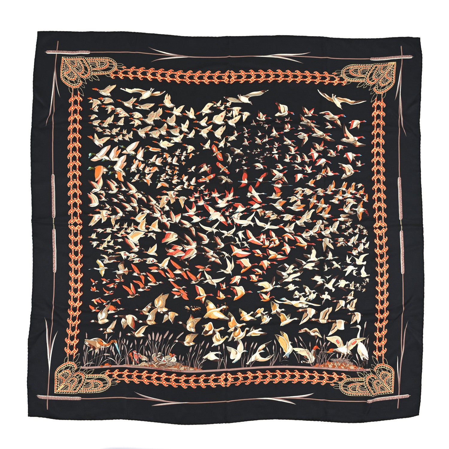 Hermes Silk Libres Comme L'Air Scarf 90 Black 1 of 10