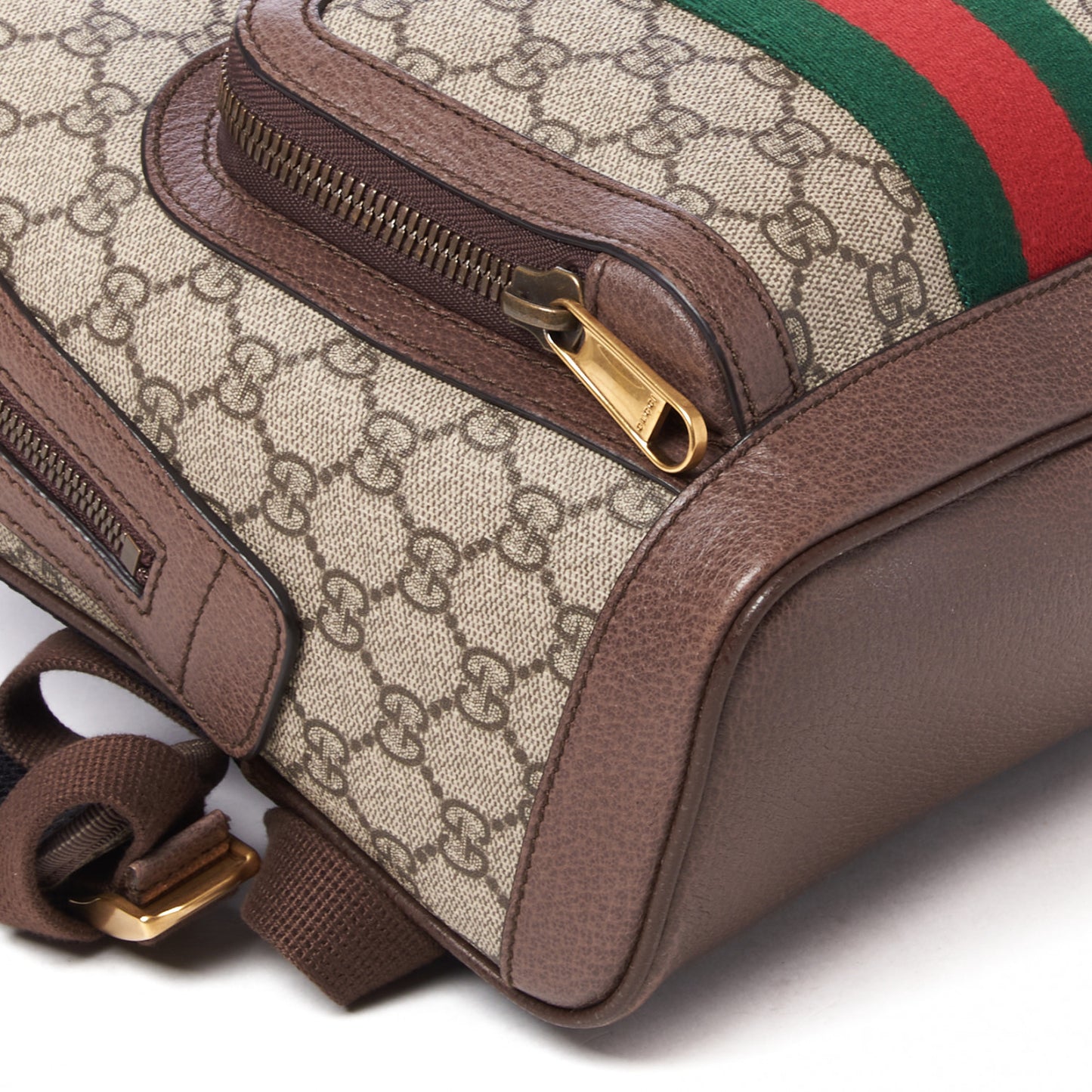 GG Supreme Monogram Calfskin Web Small Ophidia Day Backpack Beige Ebony New Acero