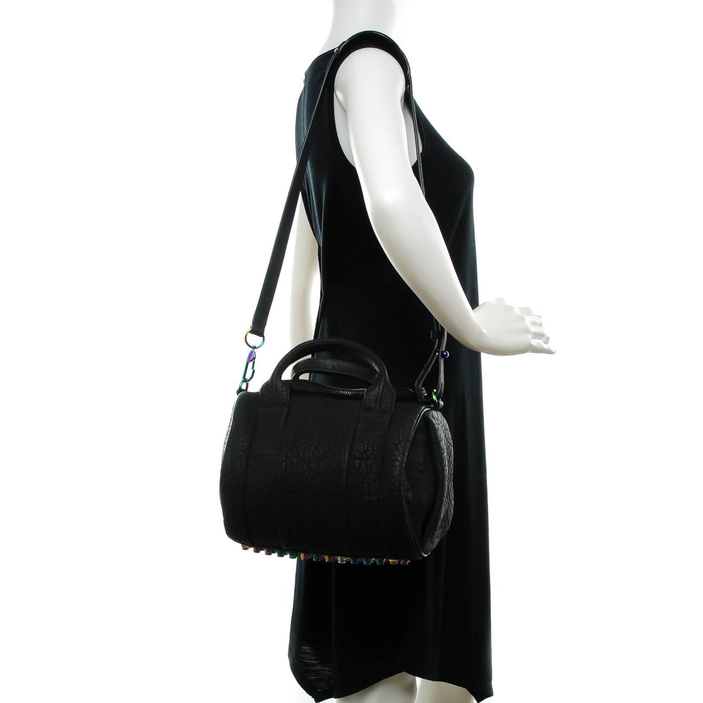 Pebbled Lambskin Rockie Black Iridescent Hardware