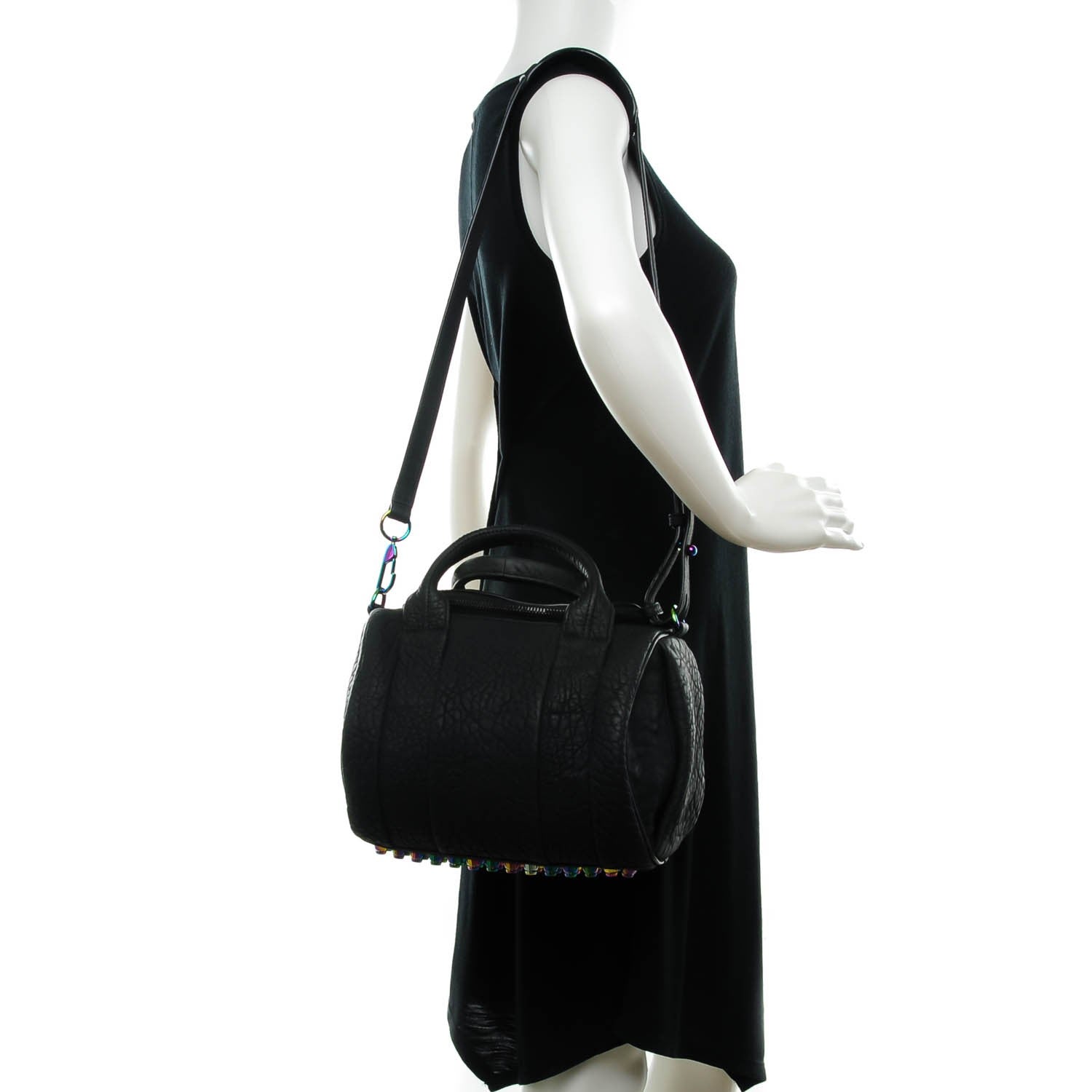 Alexander Wang Pebbled Lambskin Rockie Black Iridescent Hardware 2 of 8