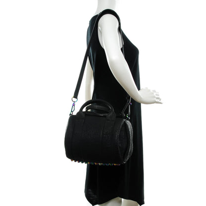 Alexander Wang Pebbled Lambskin Rockie Black Iridescent Hardware 2 of 8
