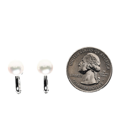 Mikimoto 18K White Gold Akoya Pearl 8.5mm Screw Back Earrings 2 of 4