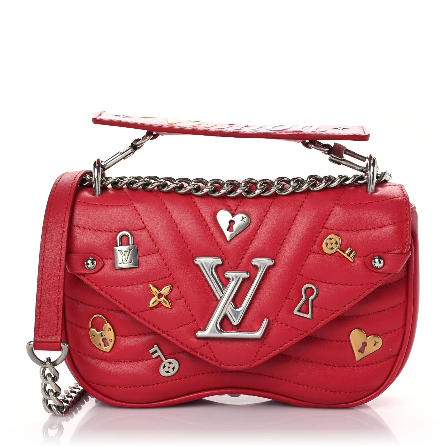 Louis Vuitton Calfskin Love Lock New Wave Chain PM Red 1 of 10