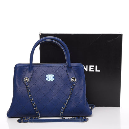 Chanel Grained Vegetal Calfskin Small Urban Shopping Tote Navy 8 of 8
