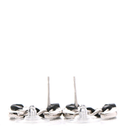 Chanel Crystal Baguette Lambskin Large CC Earrings Silver Black 3 of 4