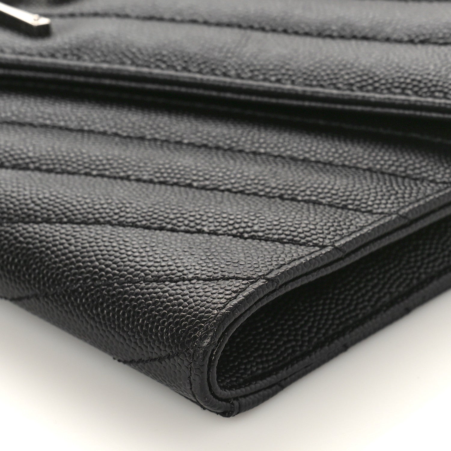 Saint Laurent Grain De Poudre Matelasse Chevron Monogram Envelope Clutch Black 8 of 8
