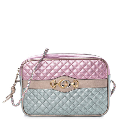 Gucci Laminated Nappa Trapuntata Small Zumi Shoulder Bag Rosa Lago Rame 1 of 11