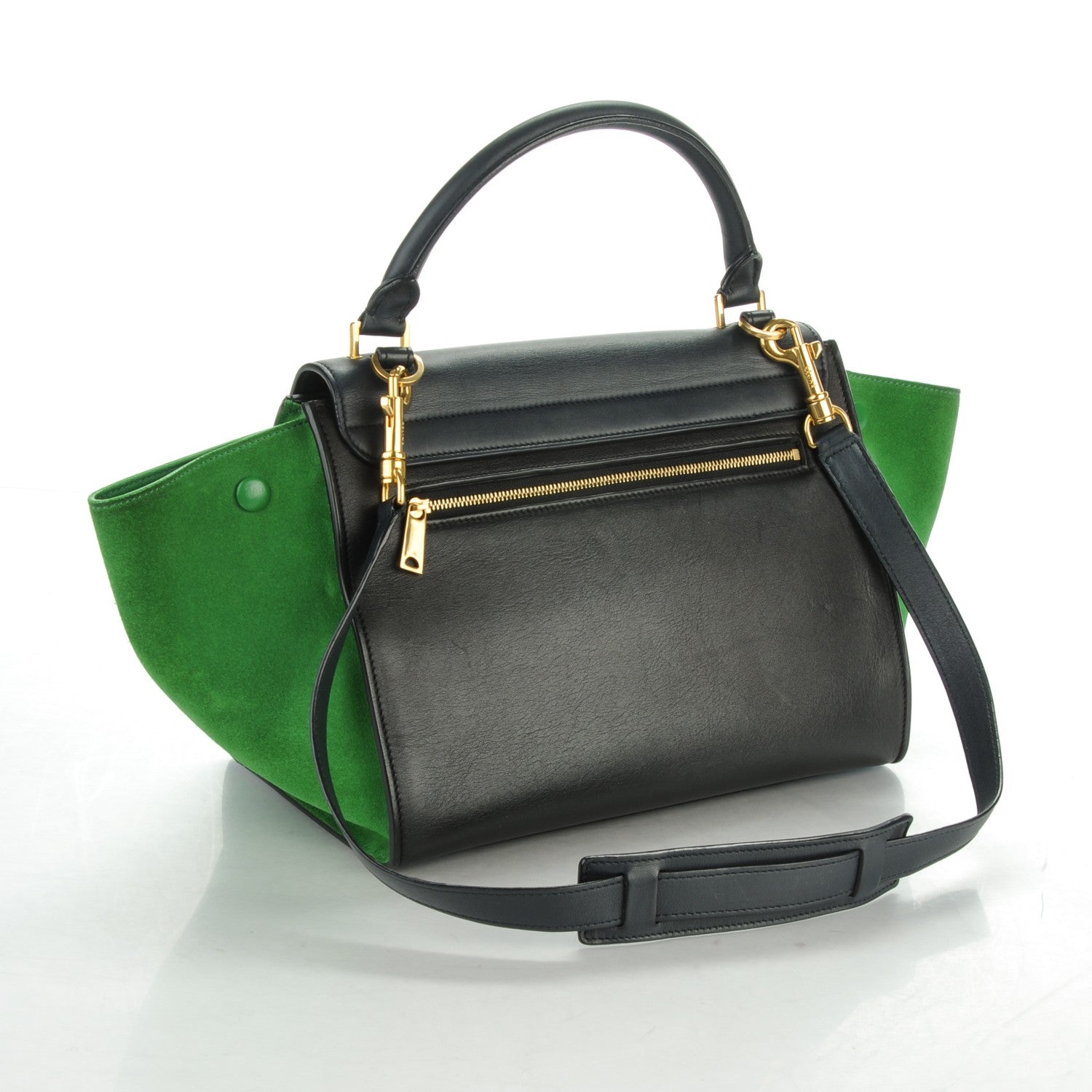 Celine Calfskin Suede Small Tri-Color Trapeze Green Grass 3 of 9