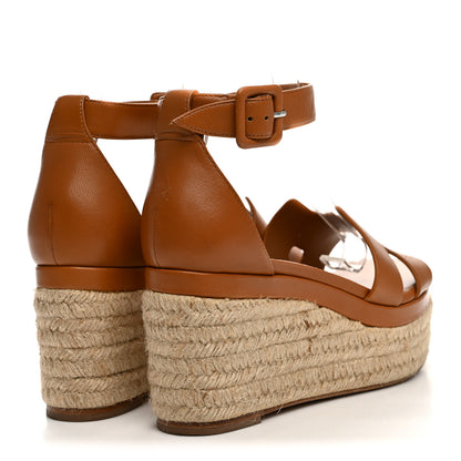 Hermes Goatskin Elda Espadrille Wedge Sandals 37 Natural 5 of 13