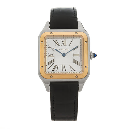 Cartier Stainless Steel 18K Pink Gold Alligator 31.4mm Santos Dumont Quartz Watch 1 of 5