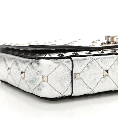 Valentino Garavani Metallic Nappa Rockstud Spike Shoulder Bag Silver 8 of 15