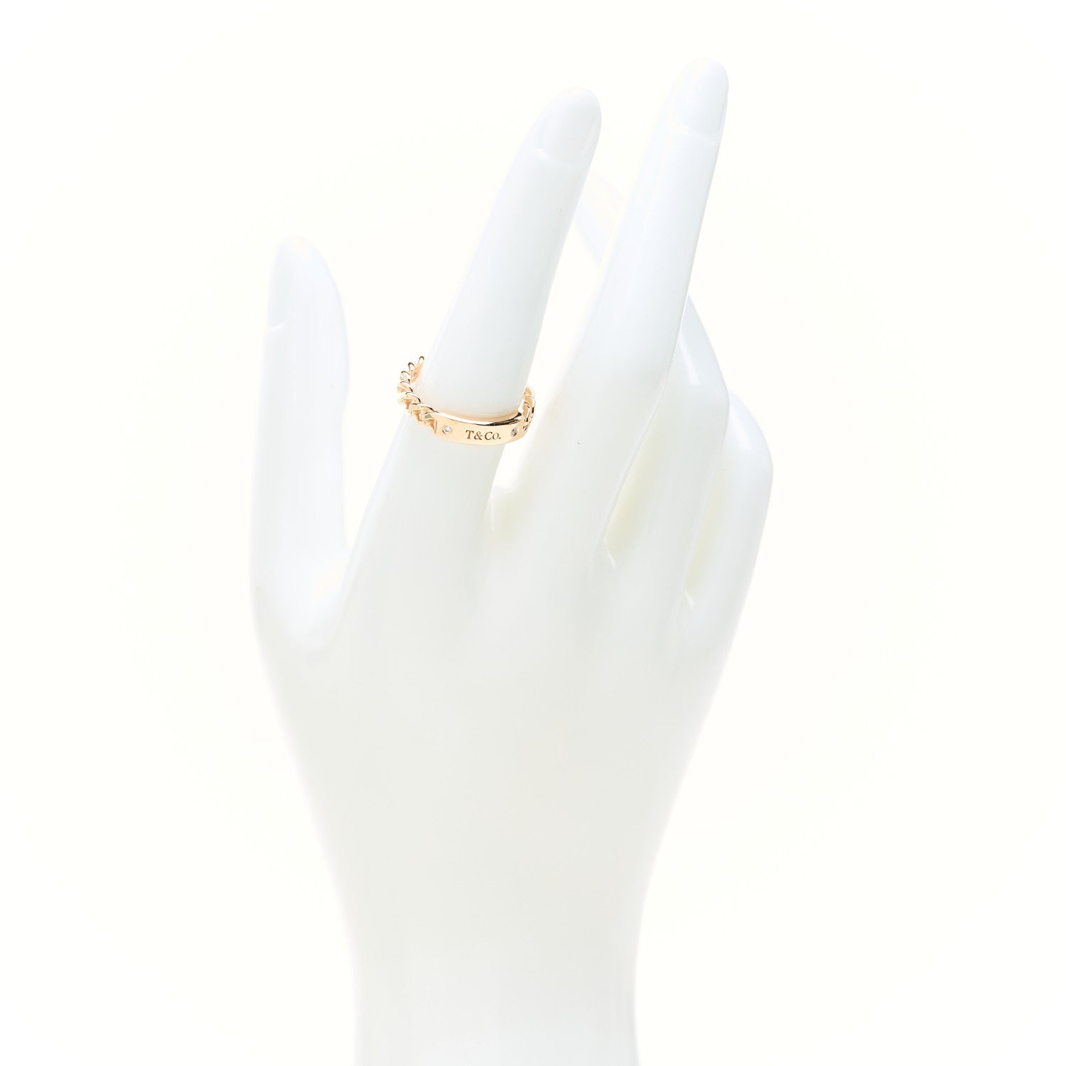 Tiffany 18K Rose Gold Diamond Micro Link Ring 54 7 2 of 5