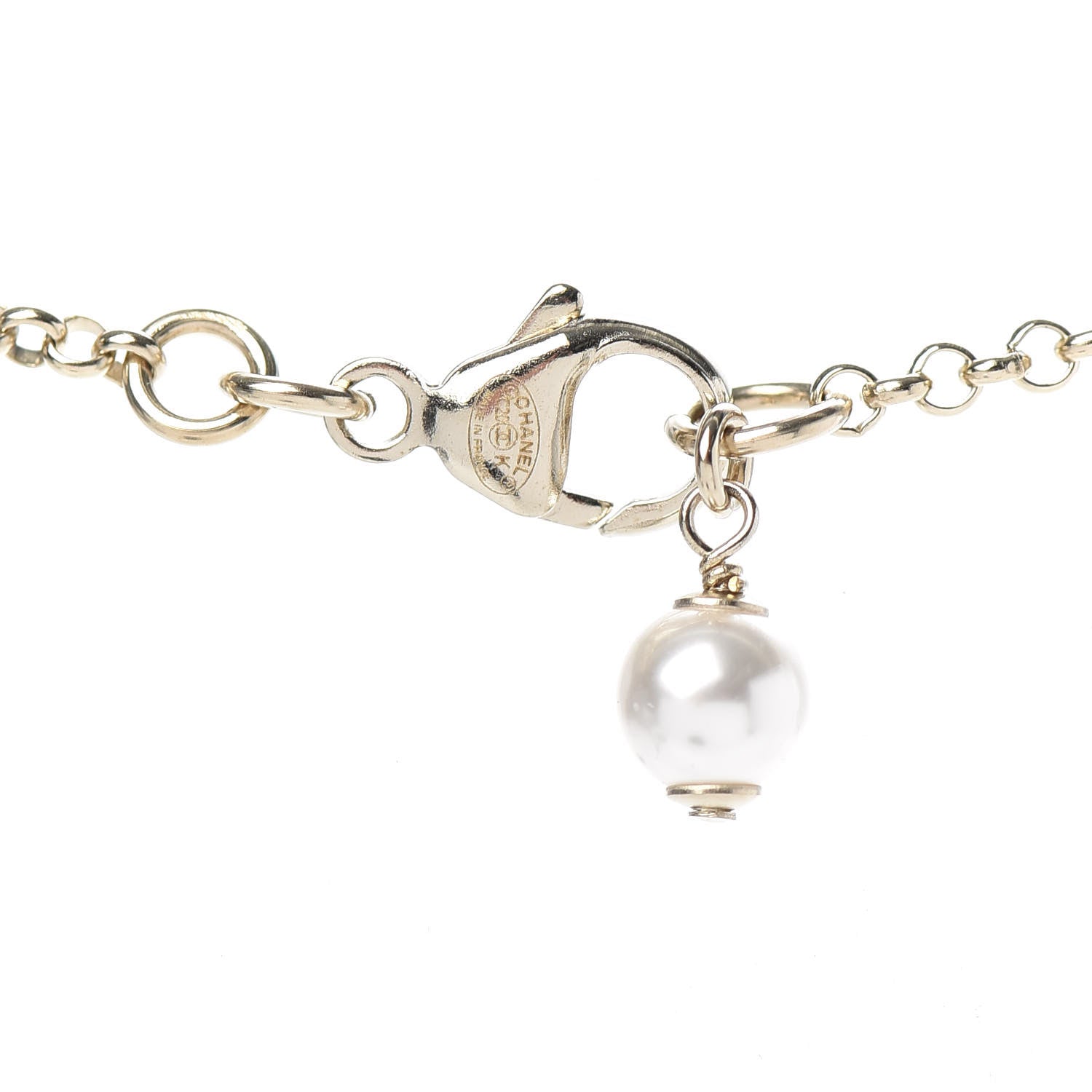 Chanel Crystal Pearl CC Necklace Gold 5 of 6