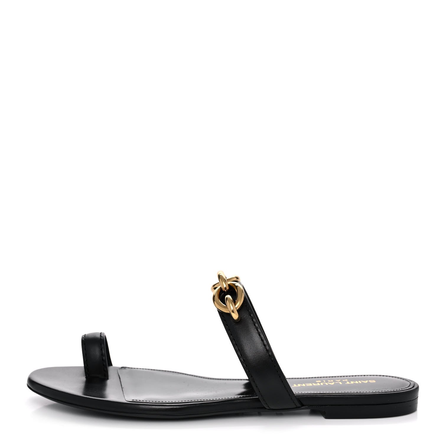 Saint Laurent Calfskin Chain Jota Maillon Sandals 39 Black 1 of 9