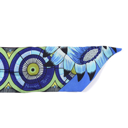Hermes Silk The Savana Dance Twilly Rose Indien Indigo Vert 3 of 3