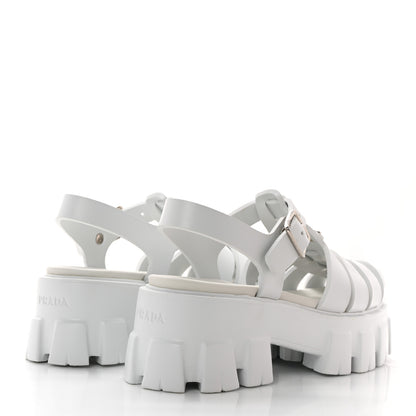 Prada Foam Rubber Metal Triangle Logo Monolith 55mm Cage Sandals 36 White 4 of 12