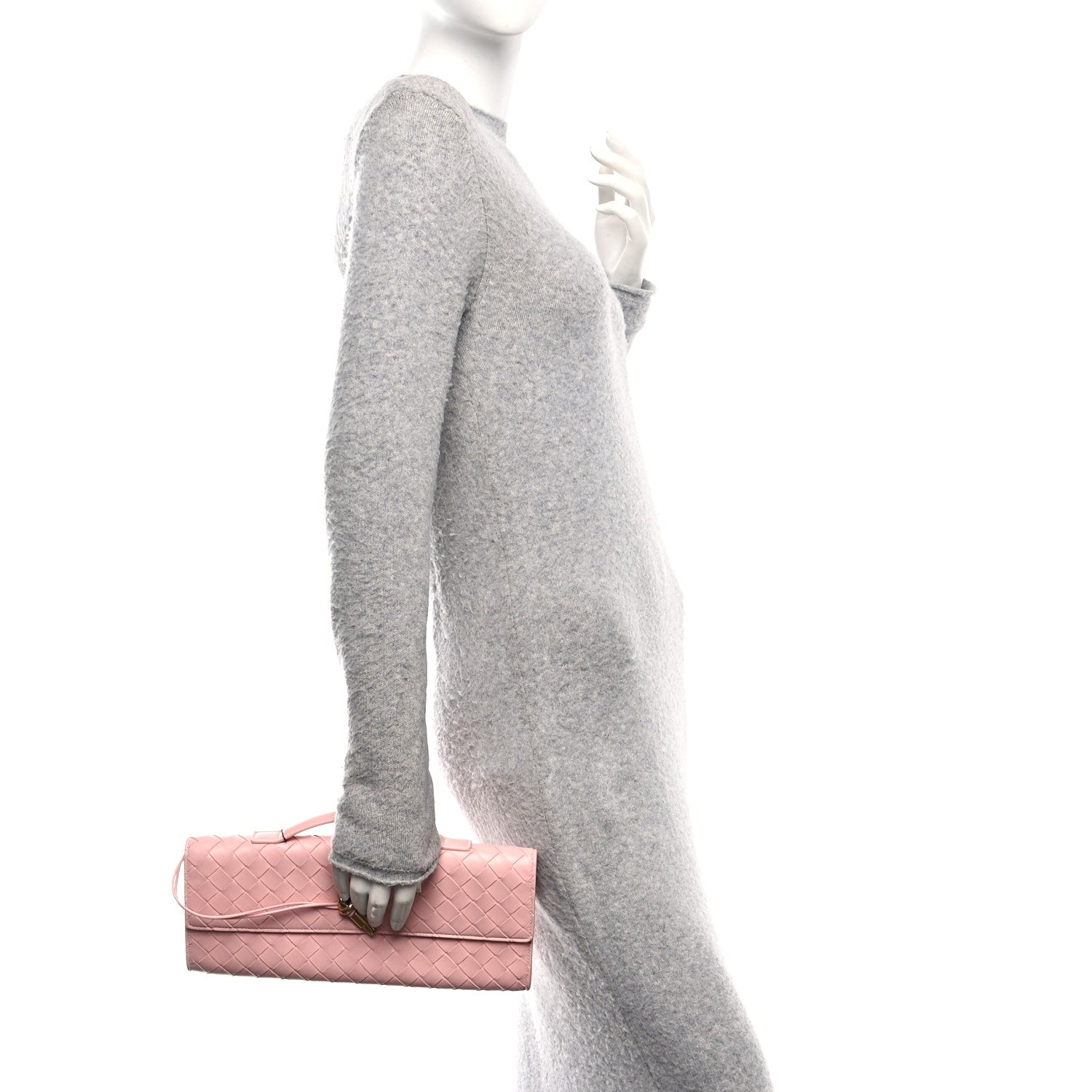 Bottega Veneta Nappa Intrecciato Long Andiamo Top Handle Clutch Rose 2 of 9