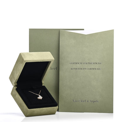 Van Cleef & Arpels 18K Yellow Gold Mother of Pearl Sweet Alhambra Butterfly Pendant Necklace 4 of 4