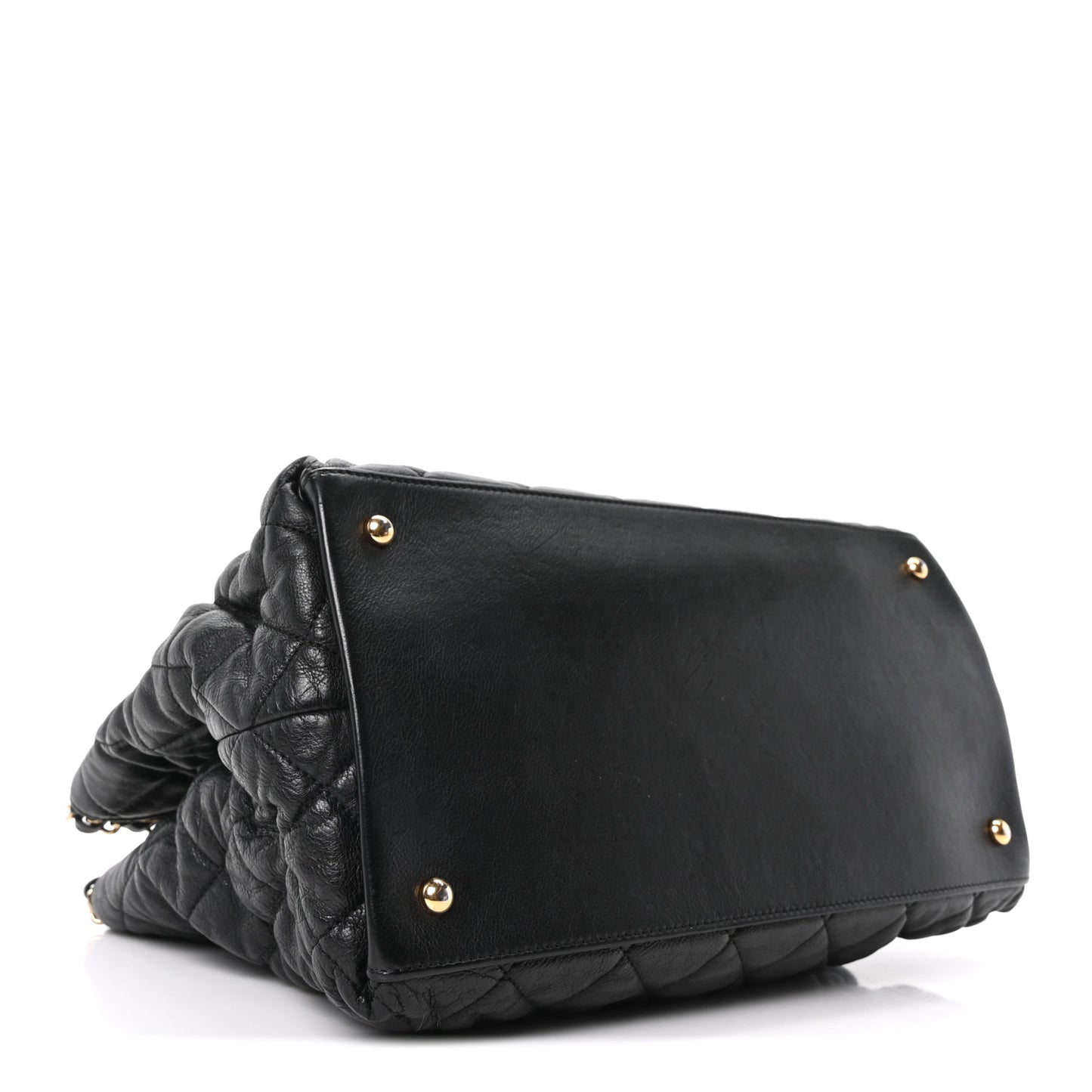 Calfskin Quilted Small Chain Me Tote Black