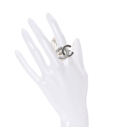 Chanel Crystal CC Ring 6 Silver Black 2 of 5