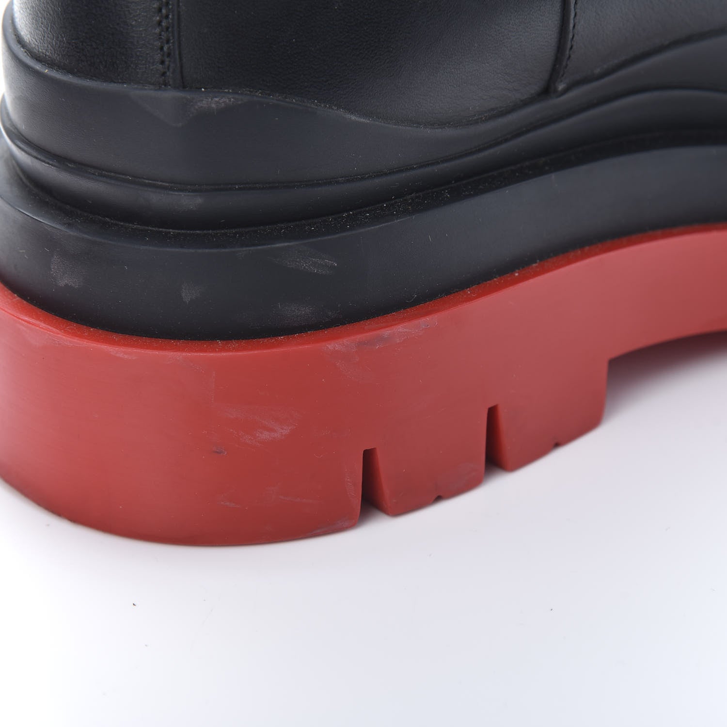 Bottega Veneta Calfskin The Tire Chelsea Boots 40 Black Bright Red 10 of 11