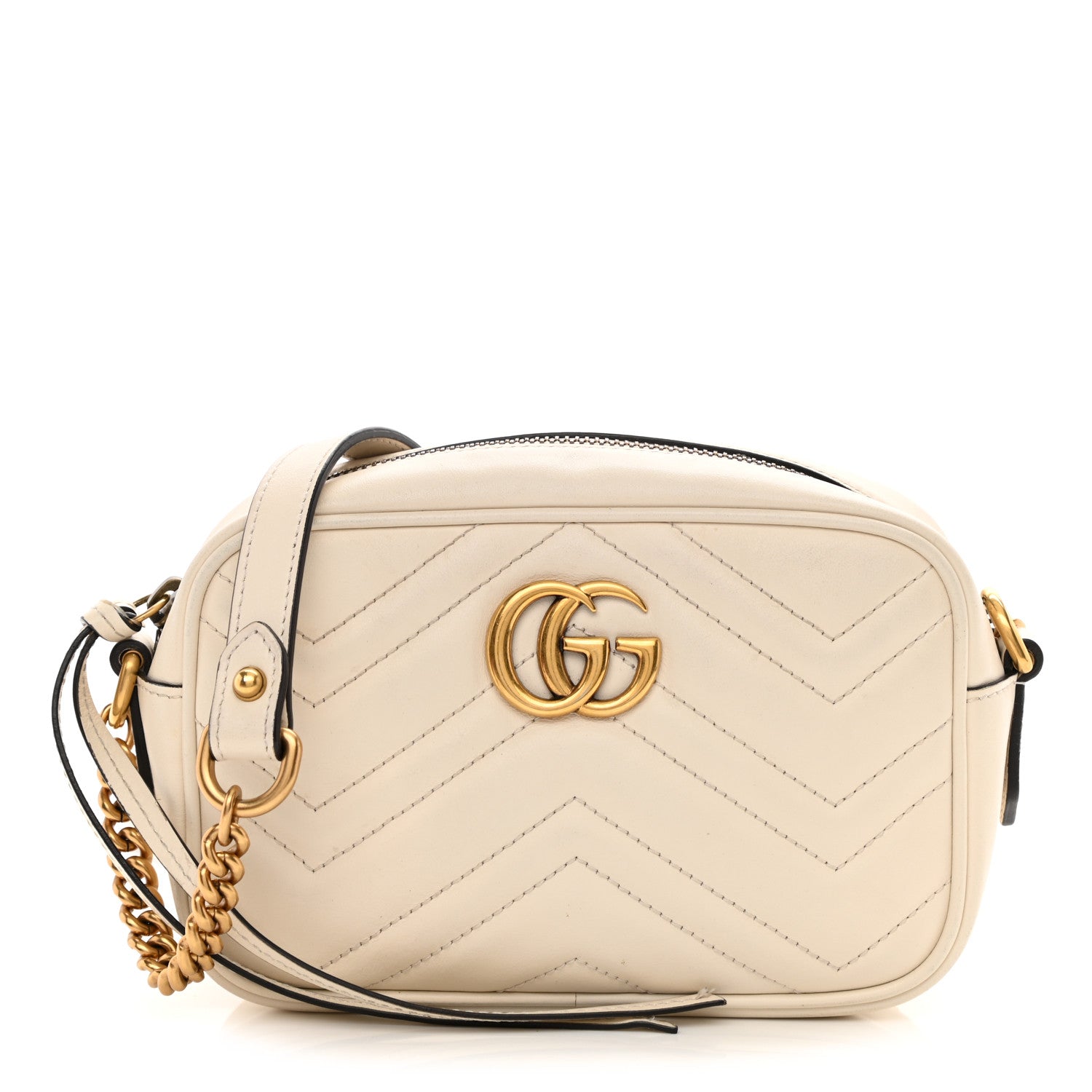 Gucci Calfskin Matelasse Mini GG Marmont Chain Shoulder Bag White 1 of 11