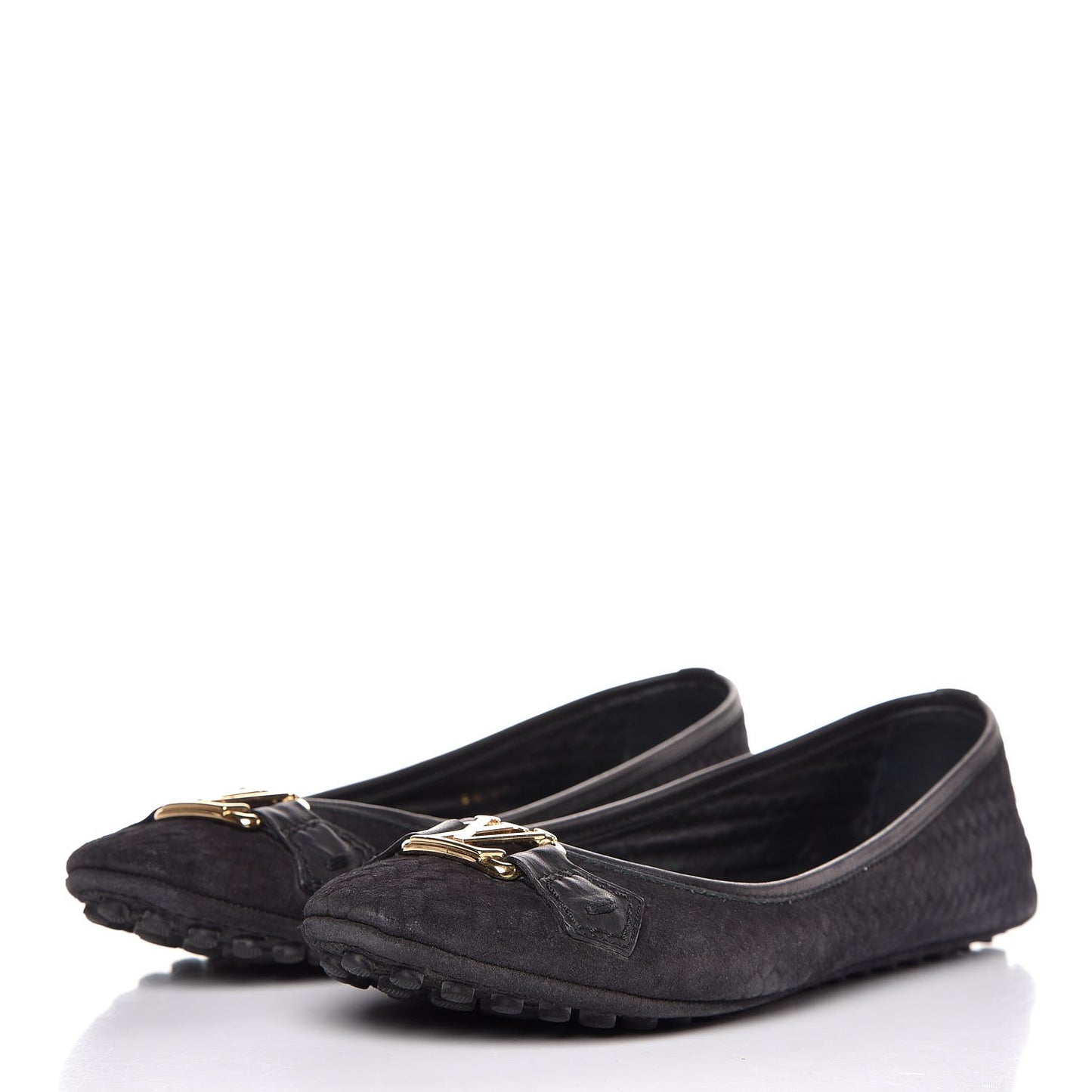 Woven Suede Oxford Ballerina Flats 37 Black