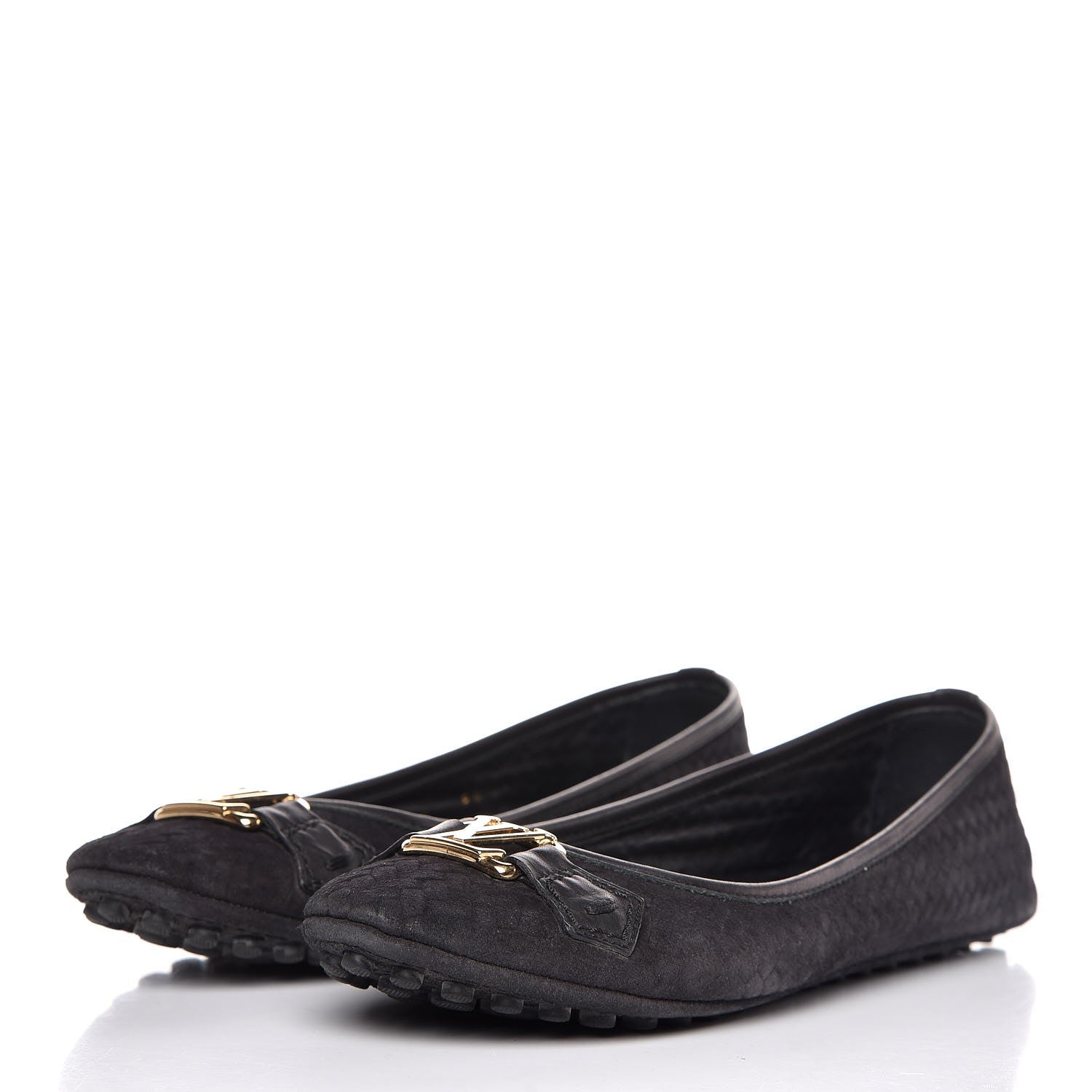 Louis Vuitton Woven Suede Oxford Ballerina Flats 37 Black 3 of 12