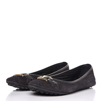 Louis Vuitton Woven Suede Oxford Ballerina Flats 37 Black 3 of 12