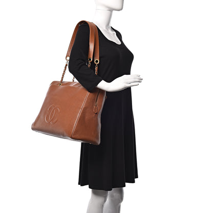 Chanel Caviar Large CC Shoulder Bag Light Brown 2 of 12