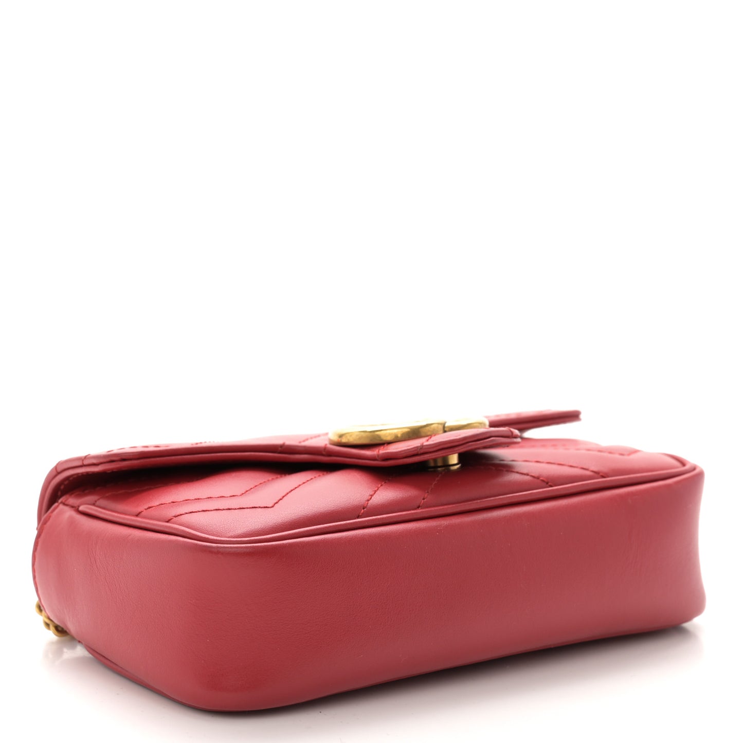 Calfskin Matelasse Super Mini GG Marmont Shoulder Bag Hibiscus Red