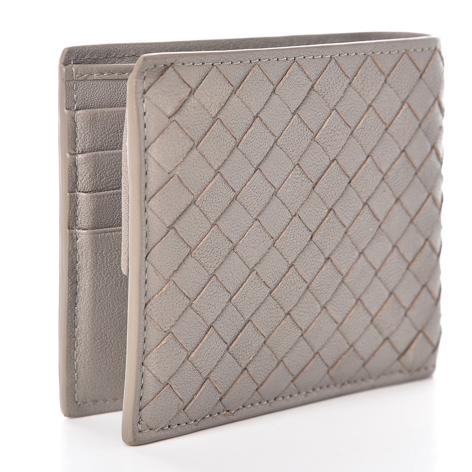 Bottega Veneta Nappa Intrecciato Coin Purse Bi-Fold Wallet Light Grey 3 of 7
