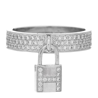 Hermes 18K White Gold Diamond MM Kelly Clochette Ring 54 7 1 of 6