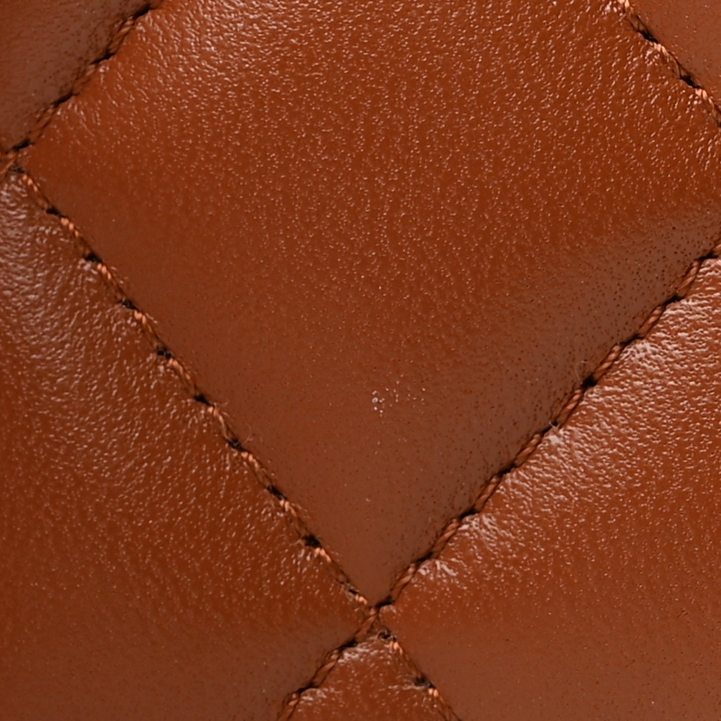 Lambskin Quilted Studded CC Card Holder Camel