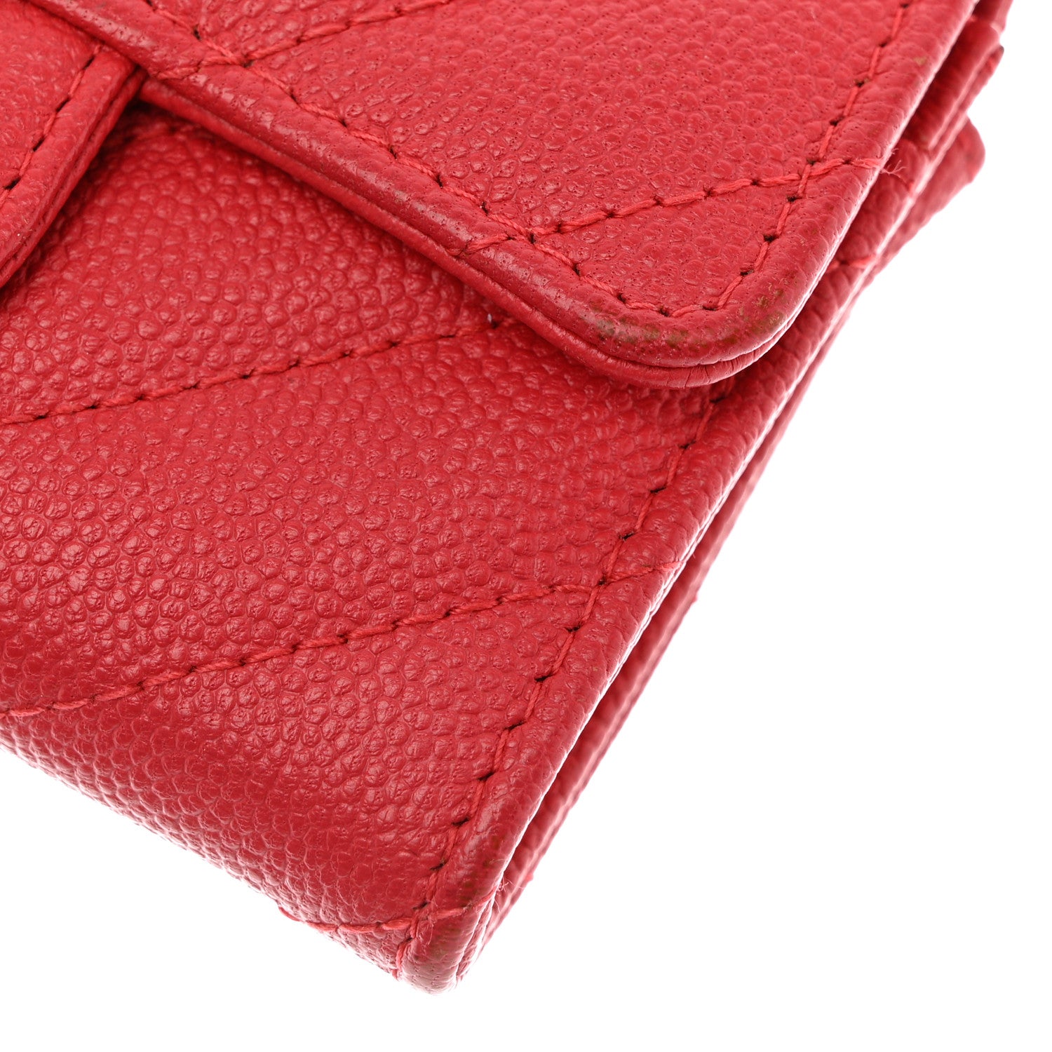 Chanel Caviar Chevron Quilted Flap Card Holder Red 9 of 11