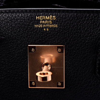 Hermes Taurillon Novillo Shiny Niloticus Crocodile Birkin Touch 30 Black 8 of 32