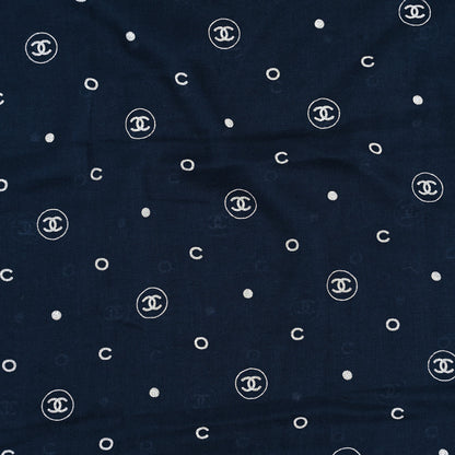 Chanel Cashmere CC Fringe Scarf Navy Blue 4 of 4