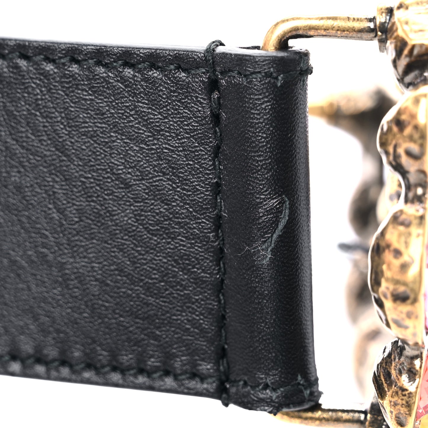 Calfskin Crystal Double G 40mm Belt 70 28 Black Multicolor
