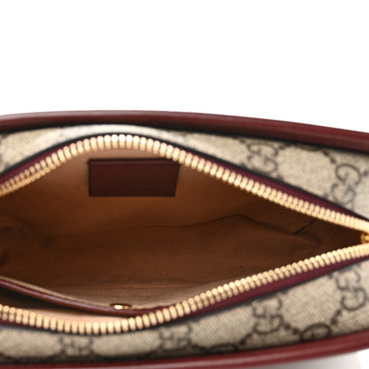 Gucci GG Supreme Monogram Textured Calfskin Retro Interlocking G Travel Pouch Beige Ebony Burgundy 5 of 7