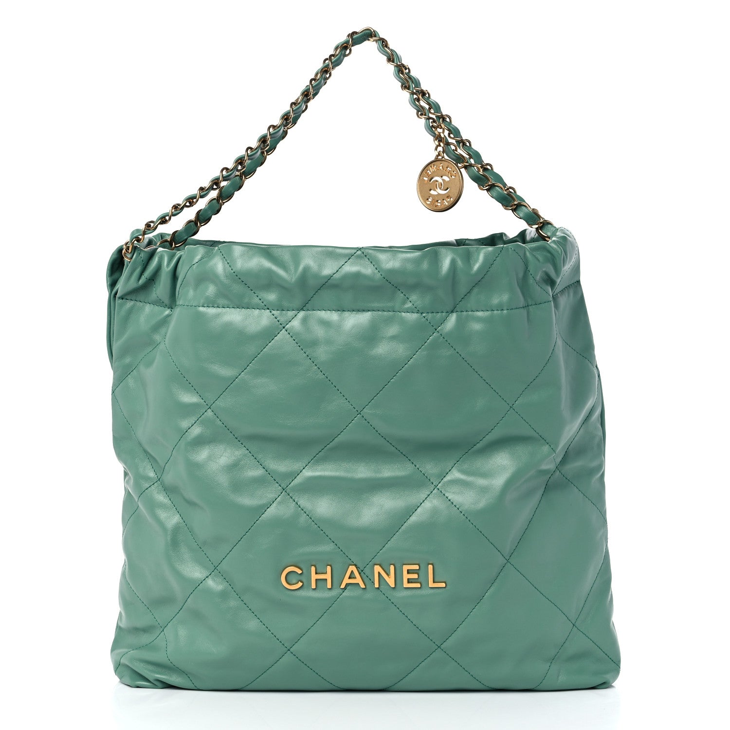 Chanel Shiny Calfskin Quilted Chanel 22 Green 3 of 10