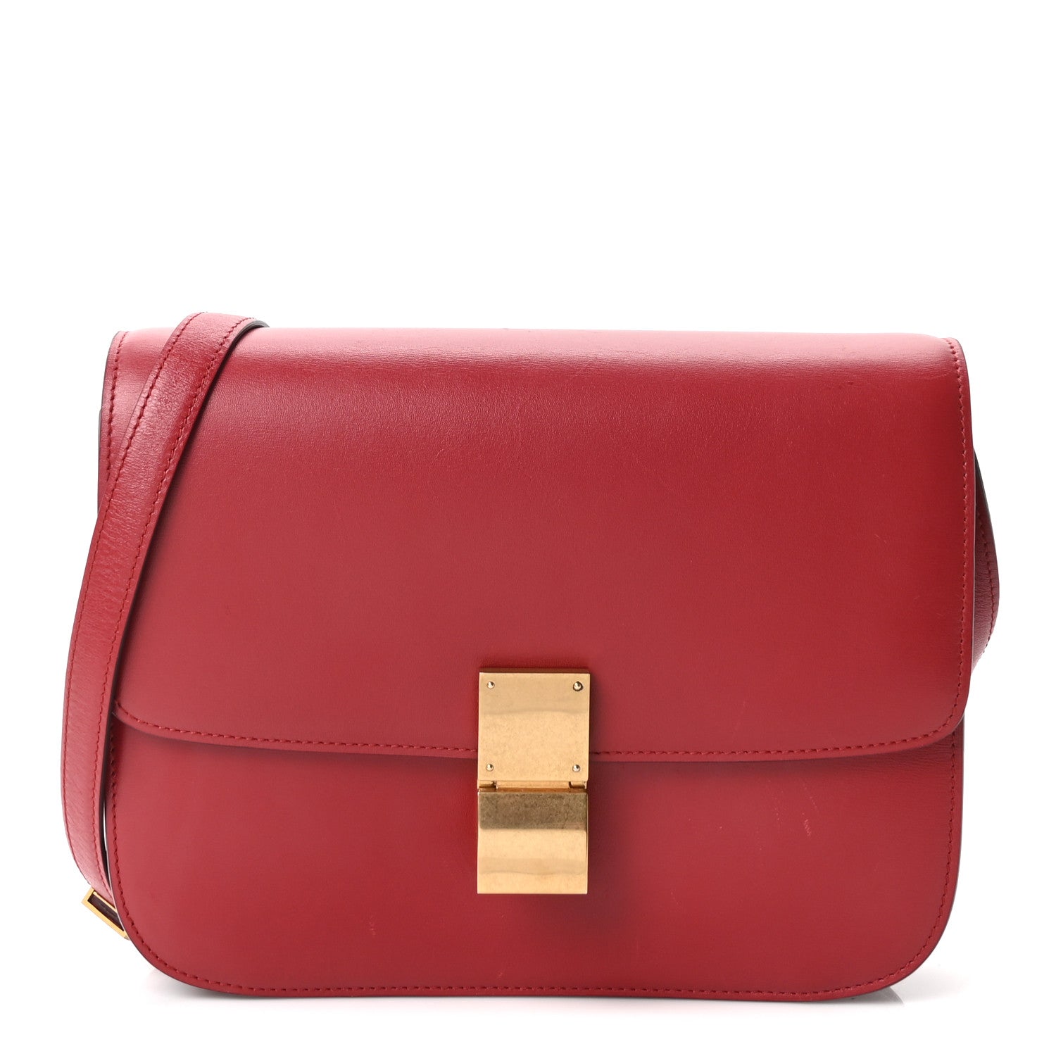 Celine Box Calfskin Medium Classic Box Flap Bag Red 1 of 10