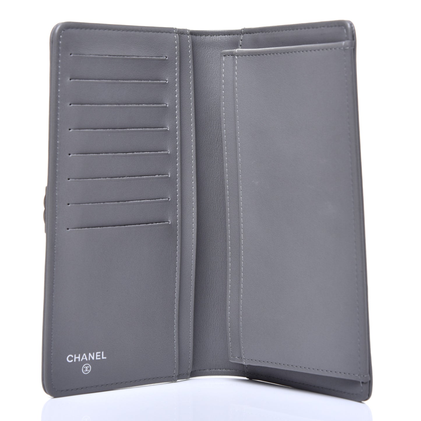 Calfskin Chevron Quilted Boy Yen Wallet Grey