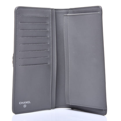 Chanel Calfskin Chevron Quilted Boy Yen Wallet Grey 5 of 12