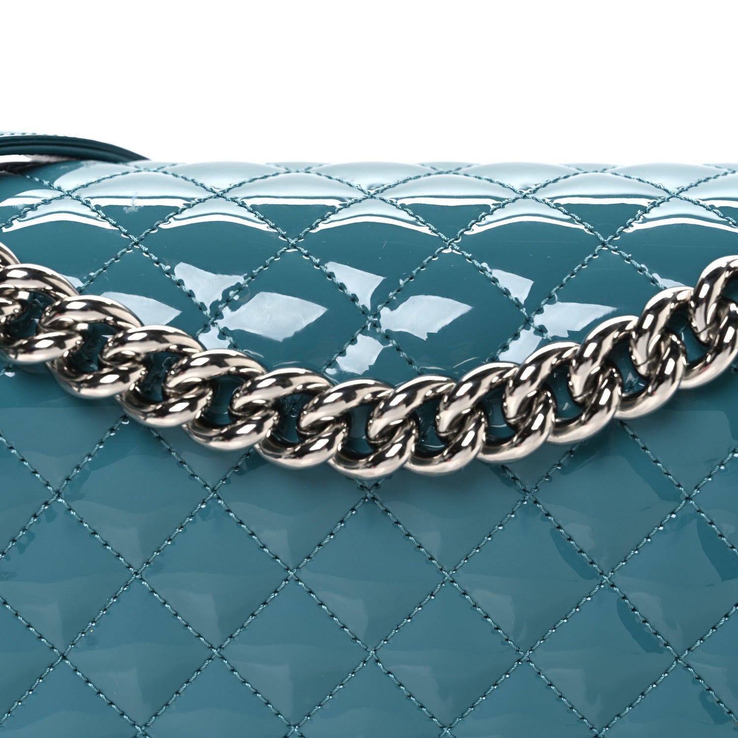 Chanel Patent Calfskin Quilted New Medium Plexiglass Boy Flap Turquoise 8 of 11