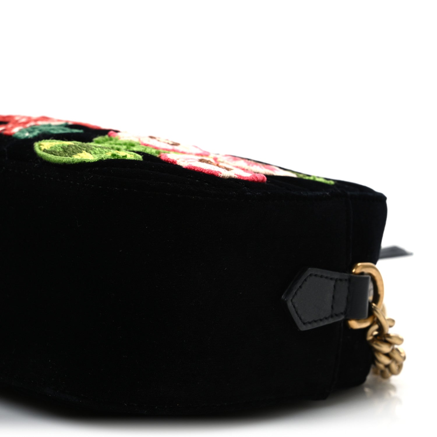Gucci Velvet Matelasse Deer Embroidered Small GG Marmont Chain Shoulder Bag Black 10 of 10