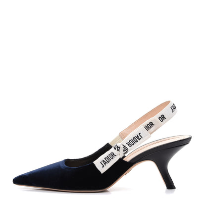 Christian Dior Velvet Ribbon J'Adoir Slingback 65mm Pumps 39 Deep Blue 1 of 11