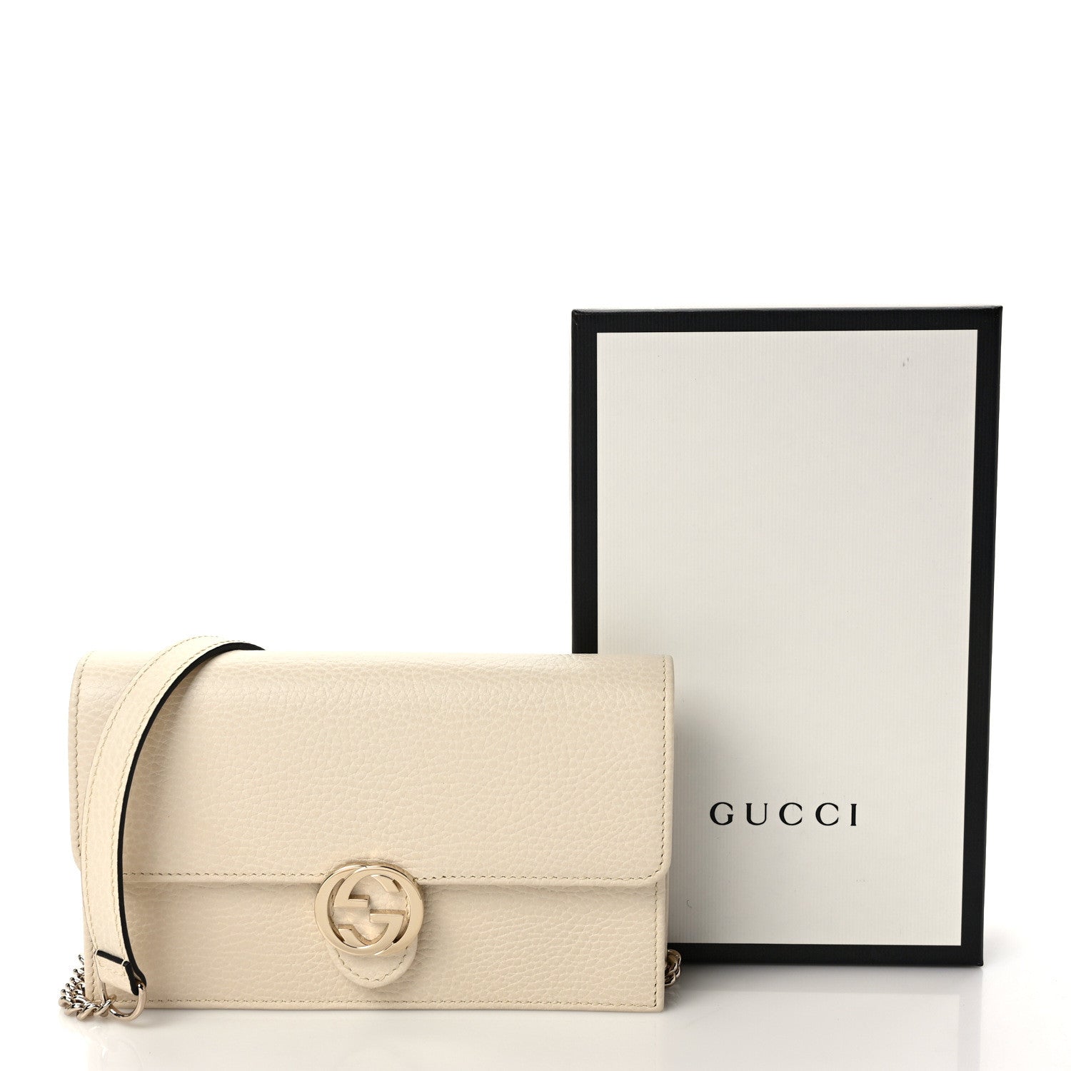 Gucci Dollar Calfskin Interlocking G Chain Wallet Ivoire 9 of 9