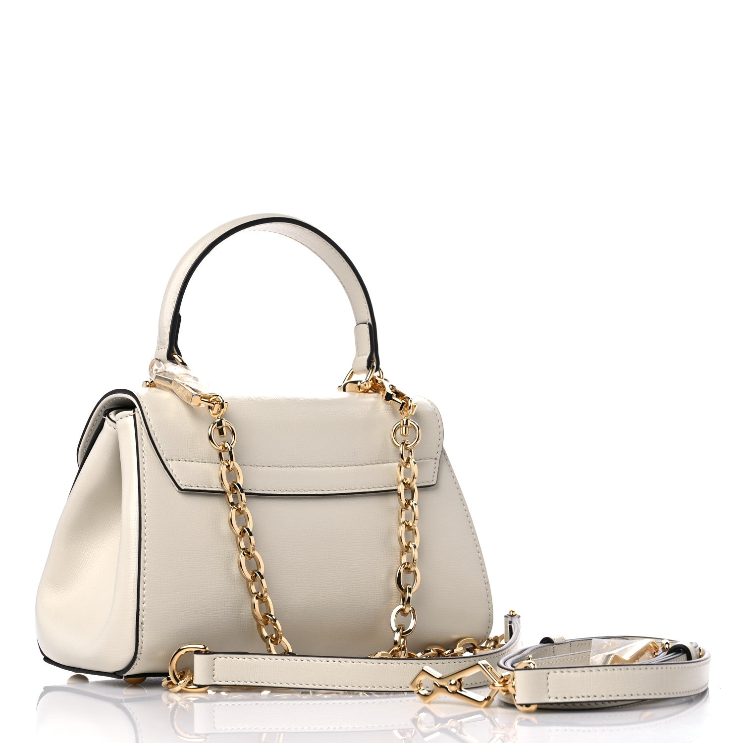 Gucci Glazed Textured Calfskin Mini Horsebit 1955 Top Handle Flap Bag Mystic White 2 of 7