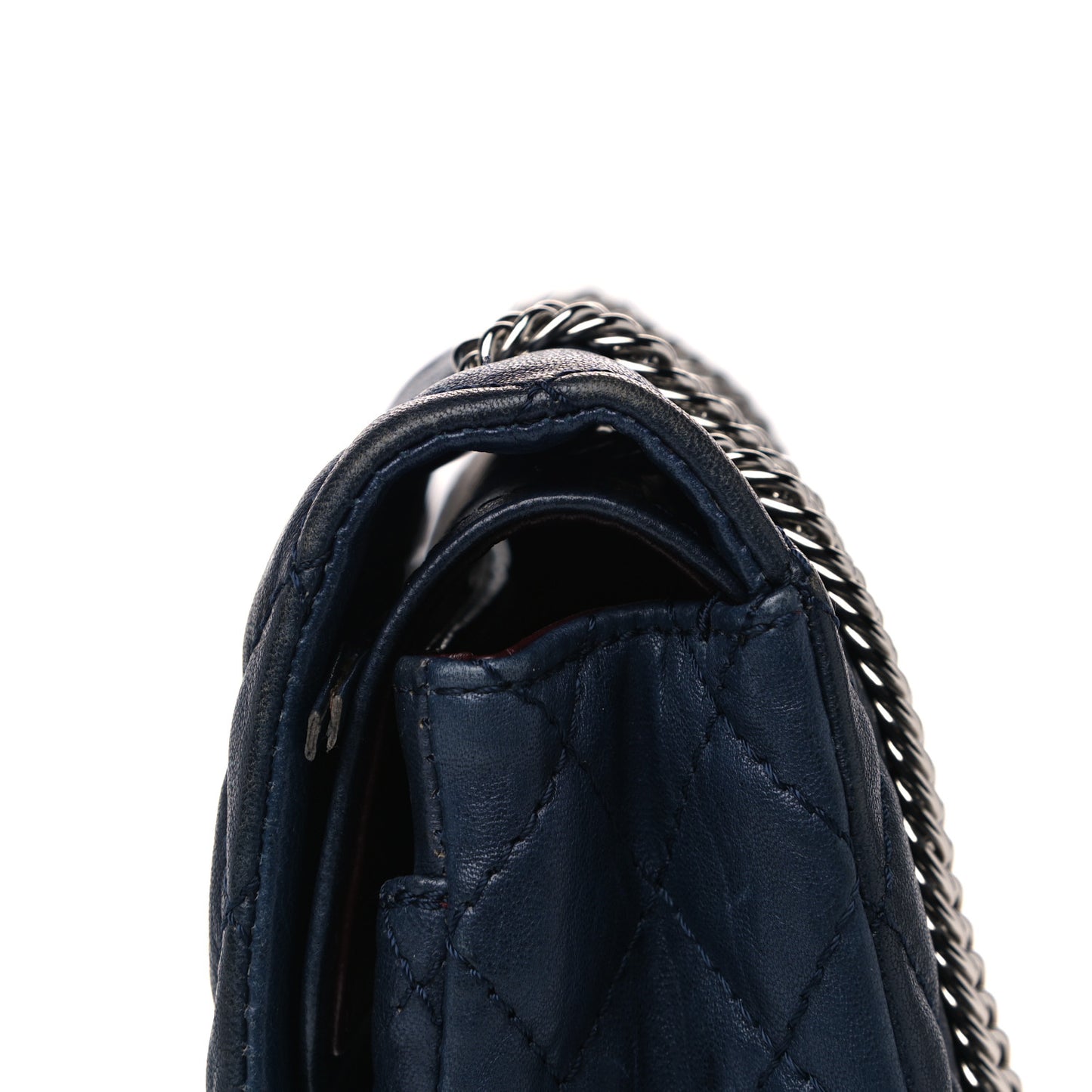 Lambskin Quilted Medium Double Flap Bijoux Chain Navy