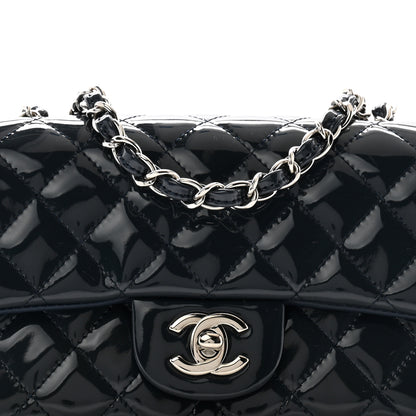 Chanel Patent Calfskin Quilted Mini Rectangular Flap Navy Blue 8 of 11